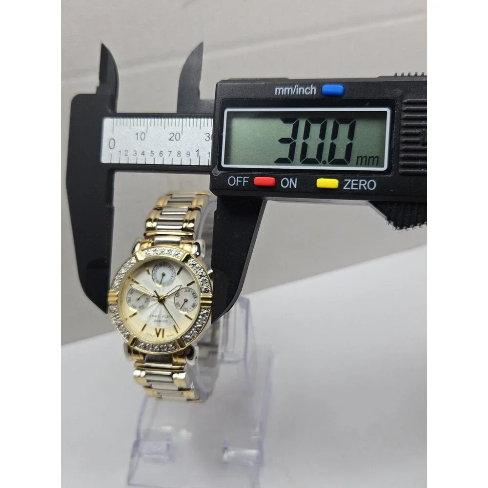 Womens Anne Klein Diamond 30mm Two Tone Mother Of Pearl Dress Watch New Battery